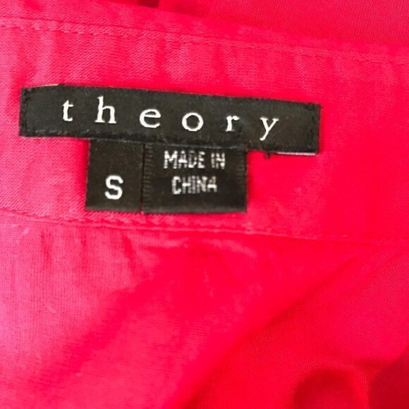 Theory Red Sleeveless Blouse 100% Cotton With Ties & Pleats Size S - Picture 6 of 7